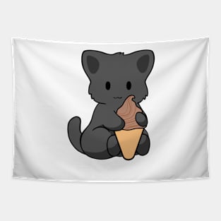 Chocolate Ice Cream Black Cat Tapestry