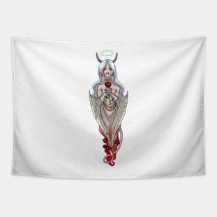 Demoness Demon Girl White Wings and Roses MONSTER GIRLS Series I Tapestry