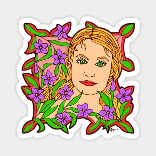 Violet Blossoms and Green Eyed Girl Magnet