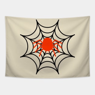 Orange Spider, Black Web Tapestry