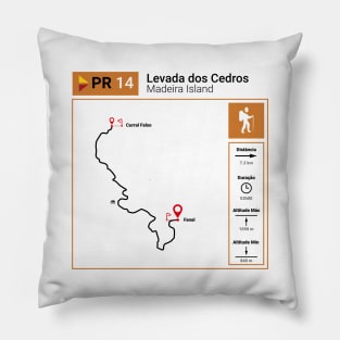 Madeira Island PR14 LEVADA DOS CEDROS trail map Pillow