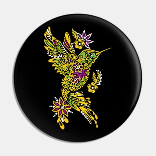 Colibri Floreado Mex Art Pin