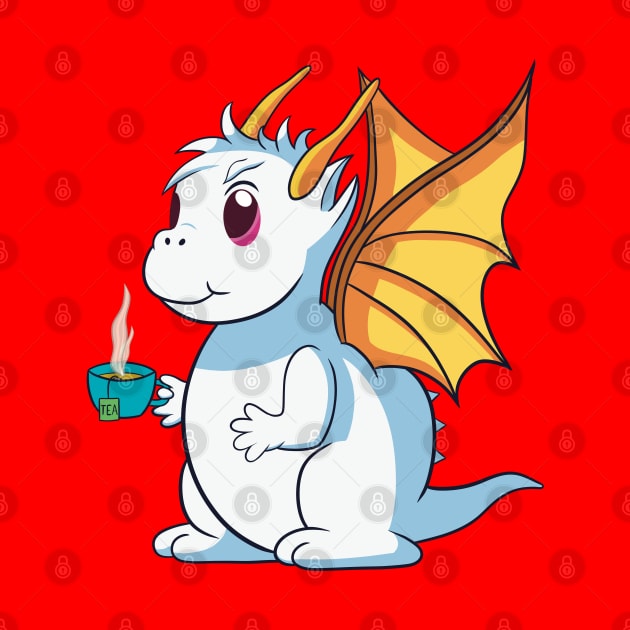 Cute Dragon with Cup of Tea by micho2591