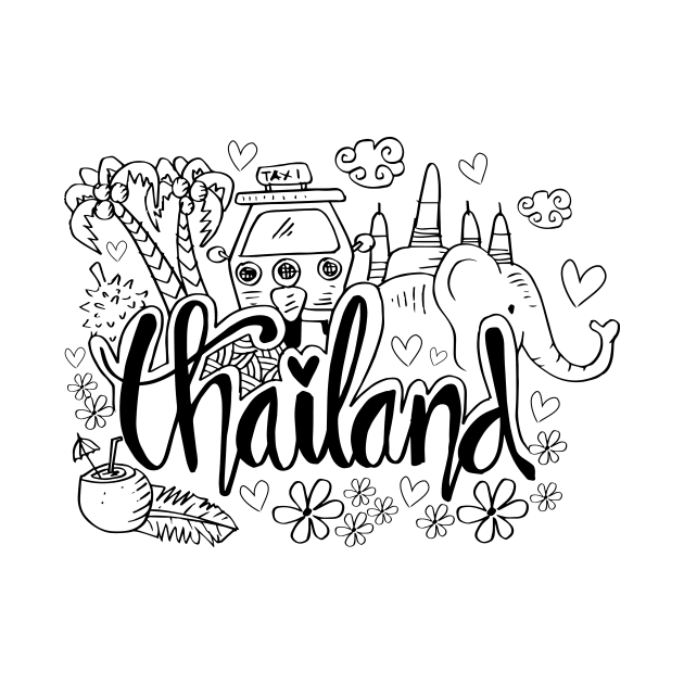 Hand Drawn Symbols Of Thailand. by Handini _Atmodiwiryo