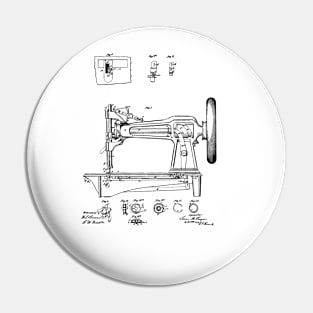 Sewing Machine Vintage Patent Hand Drawing Pin