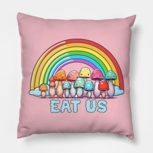 Psychedelic Mushrooms "Eat Us" Pillow