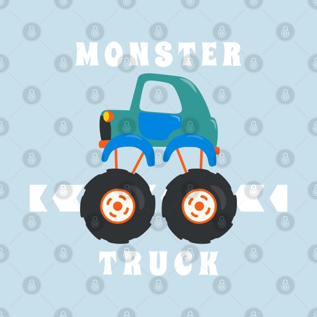 Vector illustration of monster truck with cartoon style by KIDS APPAREL