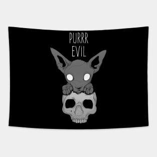 Pure Evil cat on Skull Tapestry