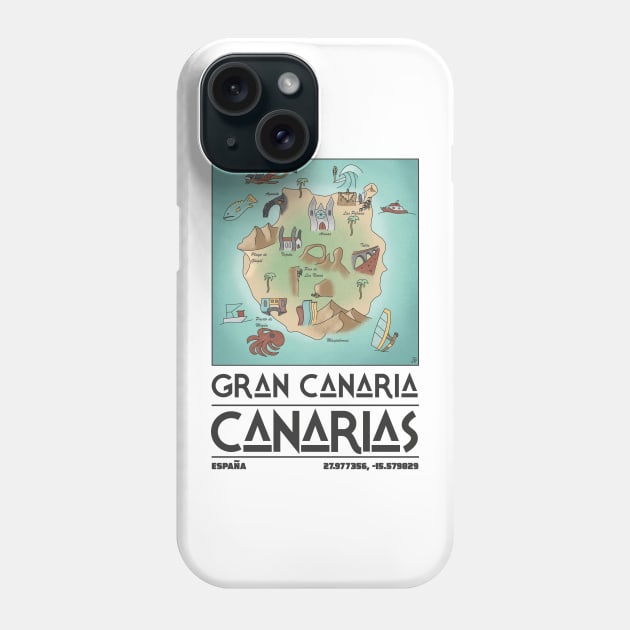Gran Canaria Map Phone Case by JDP Designs