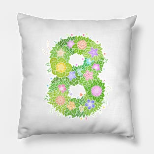 "8" Floral Letter Number Pillow