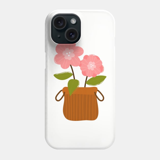 pink flower plant illustration Phone Case by haistarin