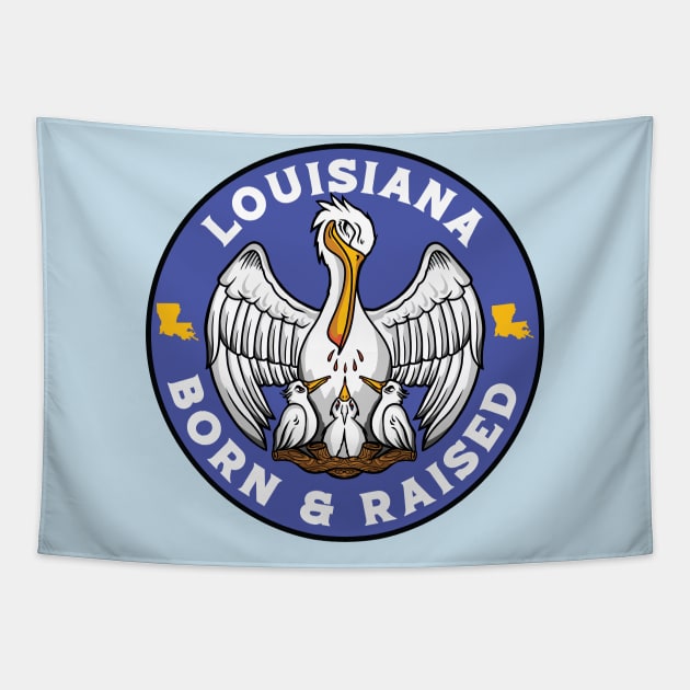 Louisiana Born & Raised // Louisiana State Flag // Louisiana State Pride Tapestry by Now Boarding