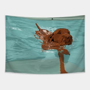 Swimming Dog Tapestry