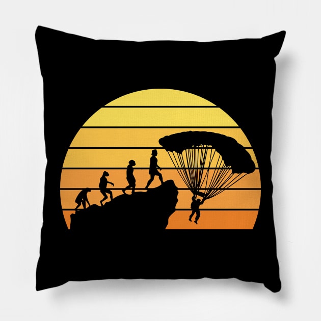 Skydiver Evolution Funny Skydiving Vintage Pillow by Visual Vibes