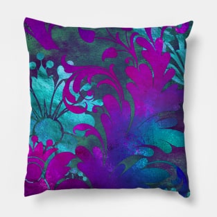 Jungle Floral Neck Gator Blue and Purple Jungle Flowers Pillow