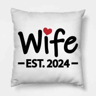 Wife EST. 2024 typographic logo design Pillow