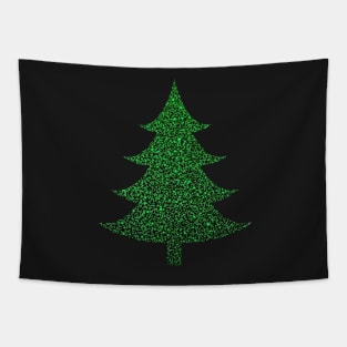 Minimalistic Green Faux Glitter Christmas Tree Tapestry