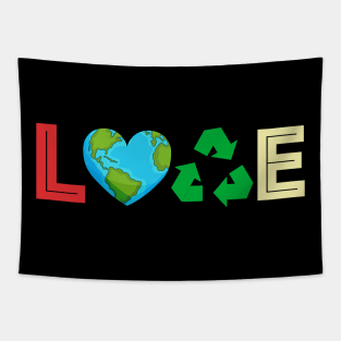 Love Earth Day Vintage Recycle Green Tapestry