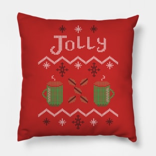 Jolly Coffee Holiday Sweater Pillow