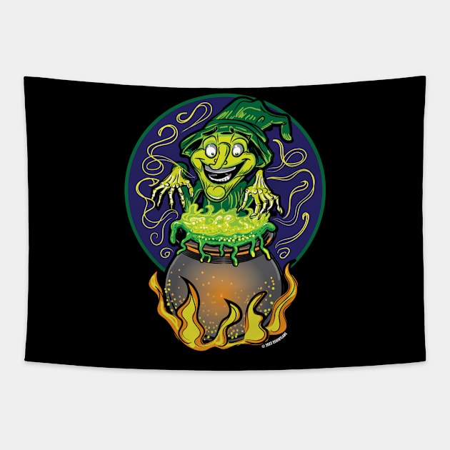 Witch at Cauldron Tapestry by eShirtLabs