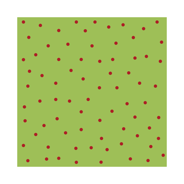 Red Polka Dots on Green Background by Lusy