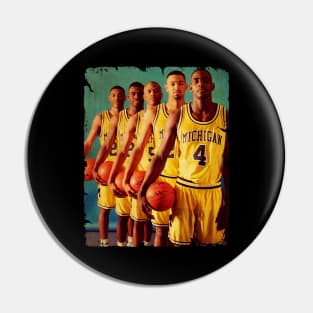 Fab Five - Vintage Design Of Basketball Pin