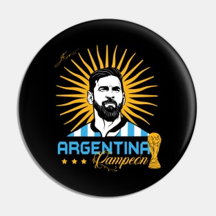 Argentina Messi world cup champions Pin