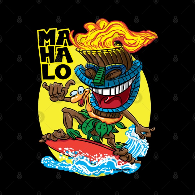 Mahalo Tiki Surfer by eShirtLabs