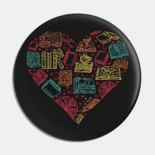 Book Lover Heart Librarian Bookworm Gift graphic Pin