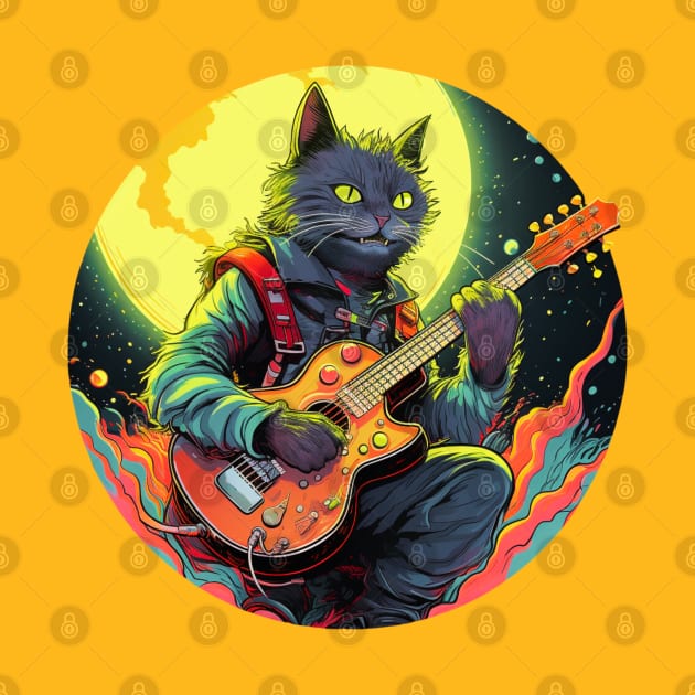 Cat Playing Guitar Funny Cat With Guitar Cute Cat Guitar by OscarVanHendrix