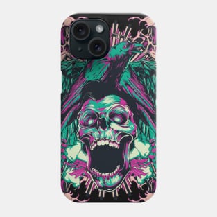 Day Of The Dead Zombie Skull with Ravens Phone Case