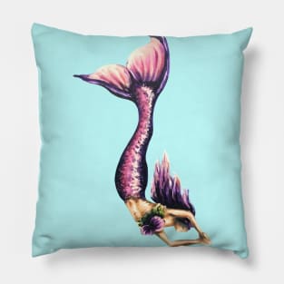 Diving Pink Mermaid Pillow