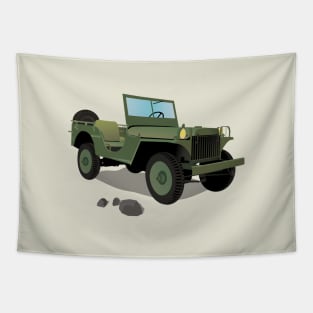 WWII Willys US Army Truck Tapestry