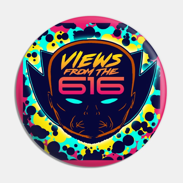 FRONT & BACK Miami Nights Views From The 616 Logo Pin by ForAllNerds