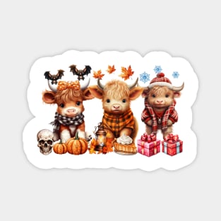 Happy Hallothanksmas Highland Cow #3 Magnet