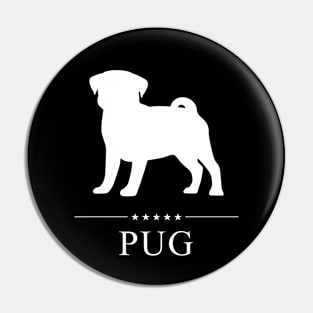 Pug Dog White Silhouette Pin