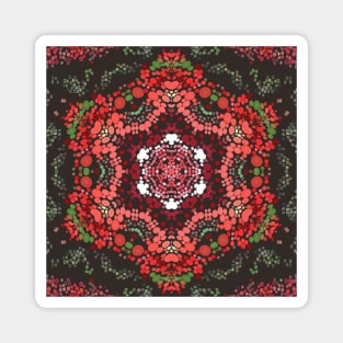 Dot Mandala Red Green and White Magnet