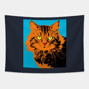 Pop cat  orange blue Tapestry