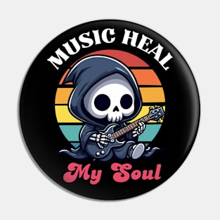 Music Heal My Soul - Reaper Playing Guitar Pin