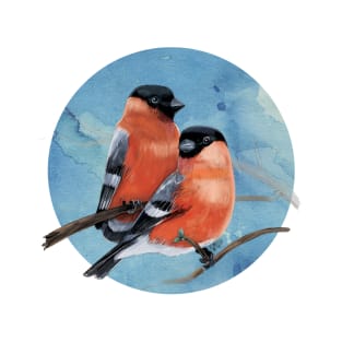 Bullfinches, watercolor T-Shirt