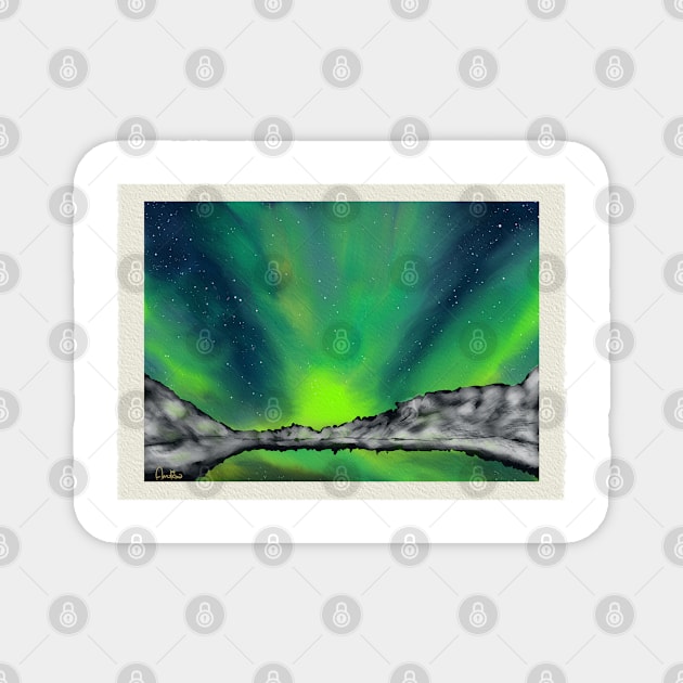 The Green Northern Lights. Artwork by Annalisa Amato Magnet by annalisaamato