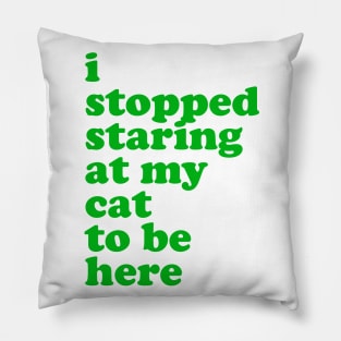 I Stopped Staring at My Cat to Be Here Pillow