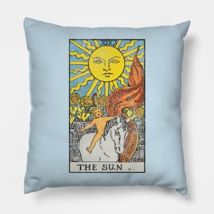 The Sun tarot card (distressed) Pillow