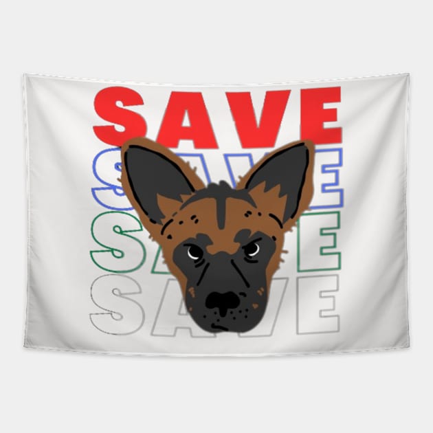 Save African Wild Dog Tapestry by Jerry the Artist