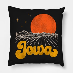 Vintage State of Iowa Mid Century Distressed Aesthetic Pillow