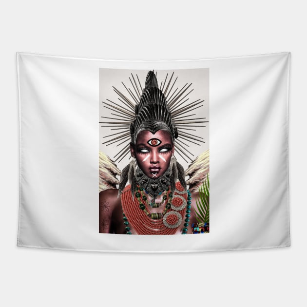 ANYANWU - IGBO AFRICAN SUN GODDESS BY SIRIUS UGO ART Tapestry by uchenigbo