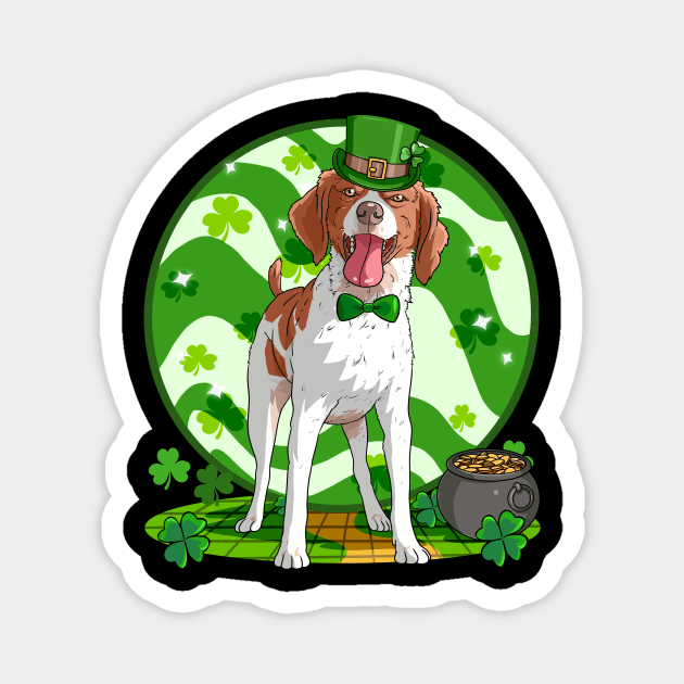 Brittany Dog St Patricks Day Leprechaun Magnet by Noseking