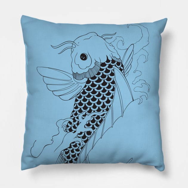 Koi Fish Swimming Up Stream Irezumi Tattoo Design Pillow by 5sizes2small