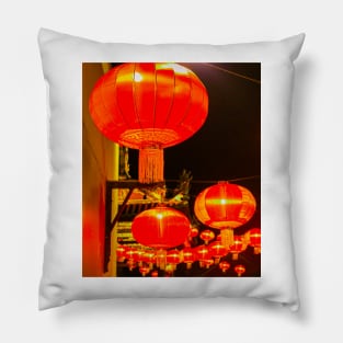 Red lantern street lights for Chinese New Year Pillow