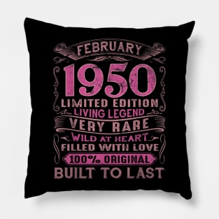 Vintage 70 Years Old February 1950 70th Birthday Gift Pillow